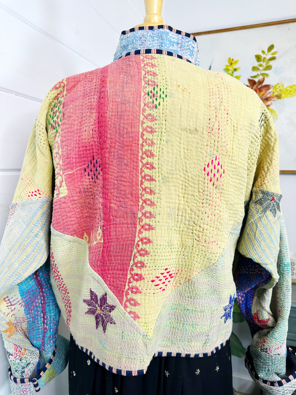 Boho Patchwork Kantha Jacket – Handmade Quilted & Reversible Blanket Coat