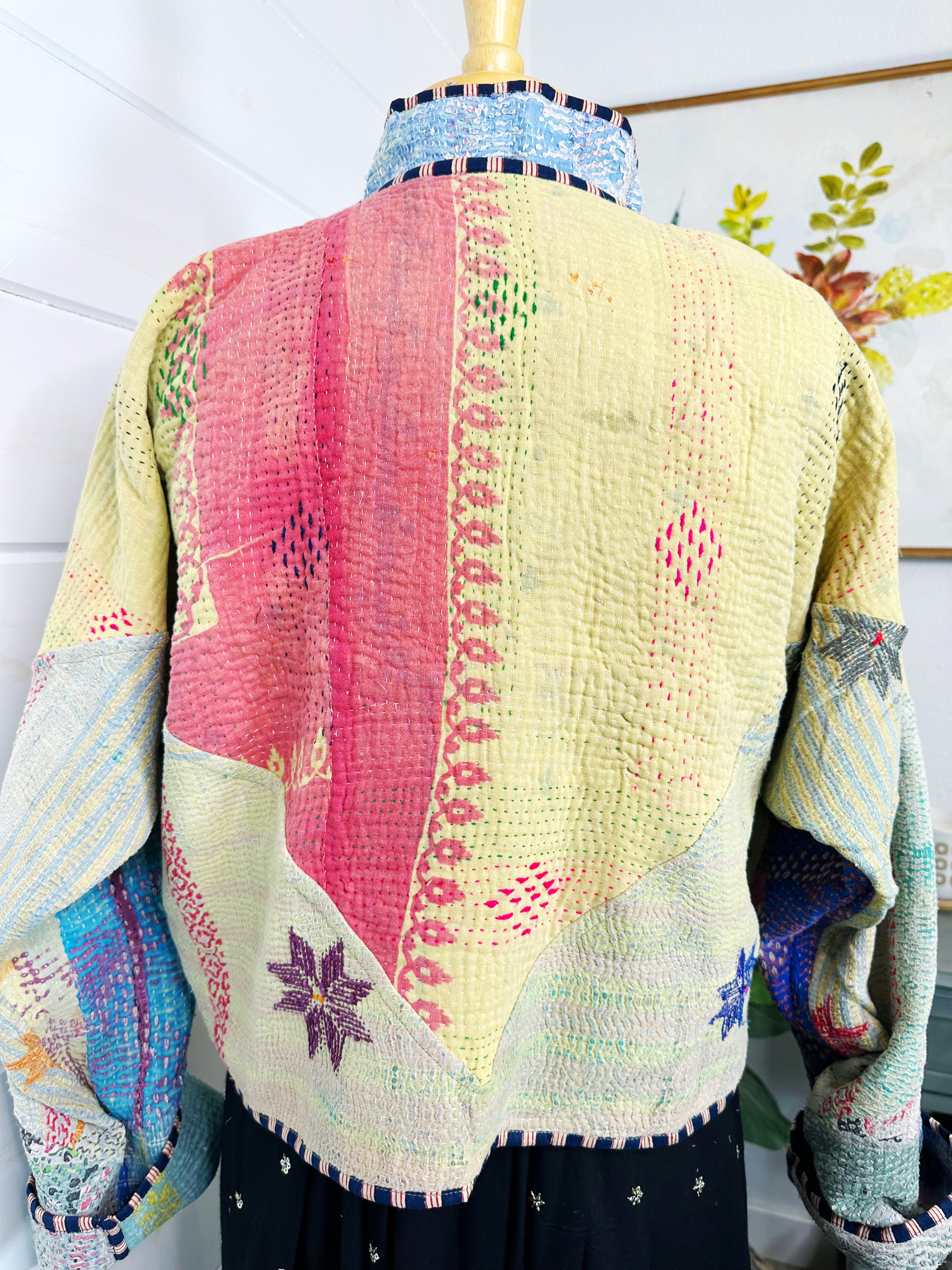 Boho Patchwork Kantha Jacket – Handmade Quilted & Reversible Blanket Coat