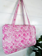 Pink Seashells Quilted Weekender Overnight Duffle Bag