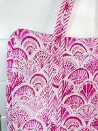 Pink Seashells Quilted Weekender Overnight Duffle Bag