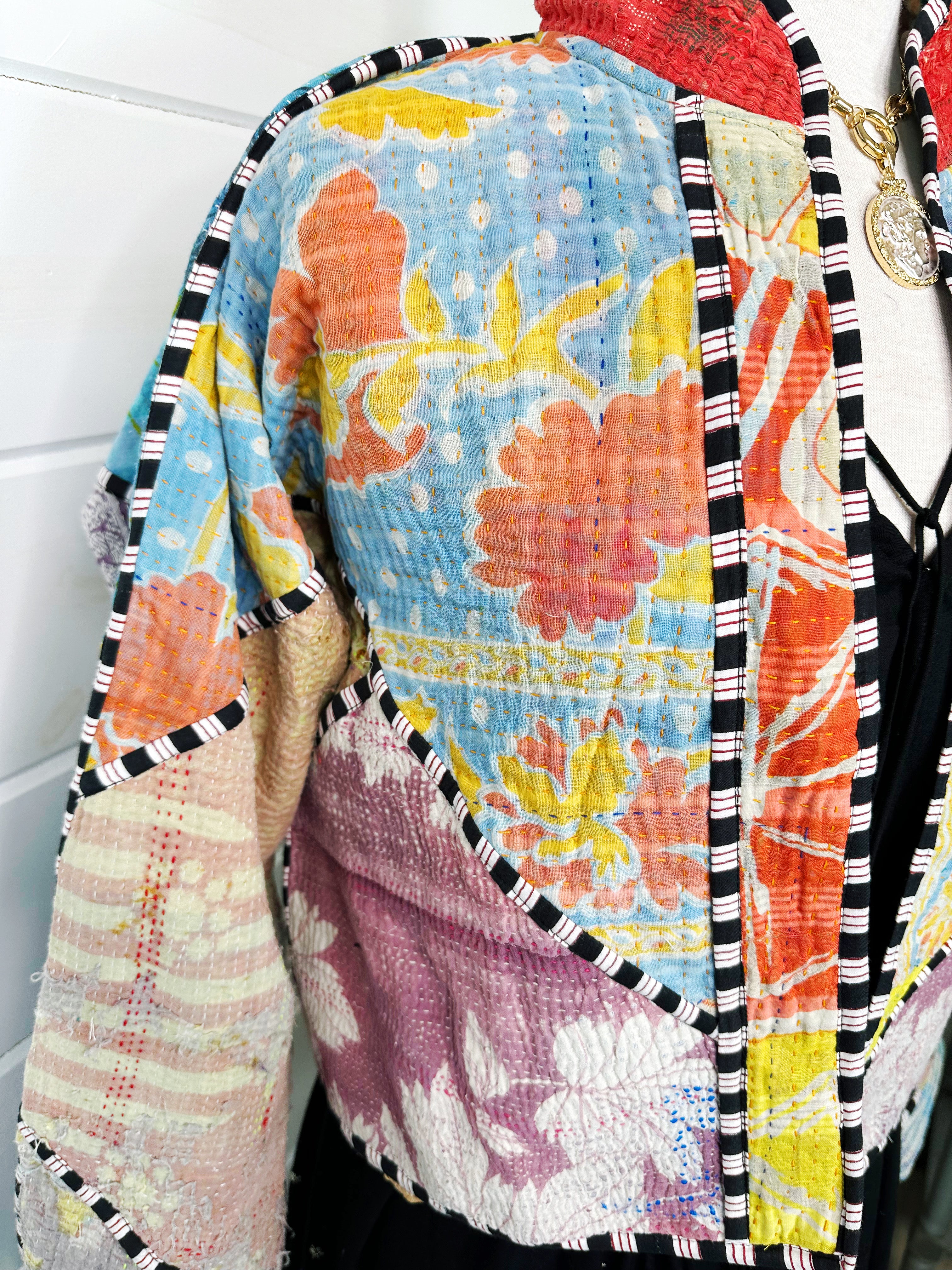 Kantha Quilted Bomber Jacket | Blanket Coat | Patchwork Coat