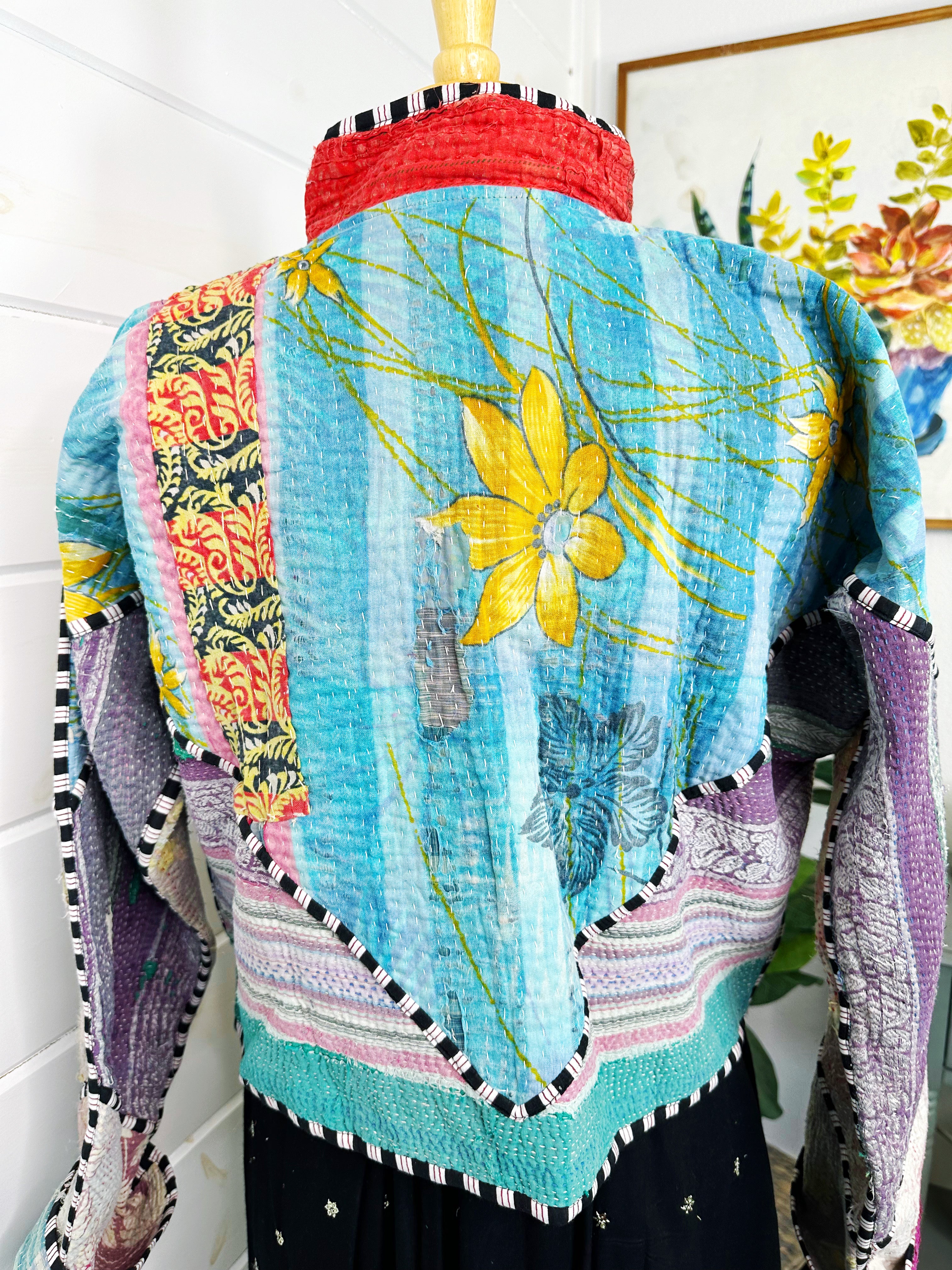 Kantha Quilted Bomber Jacket | Blanket Coat | Patchwork Coat