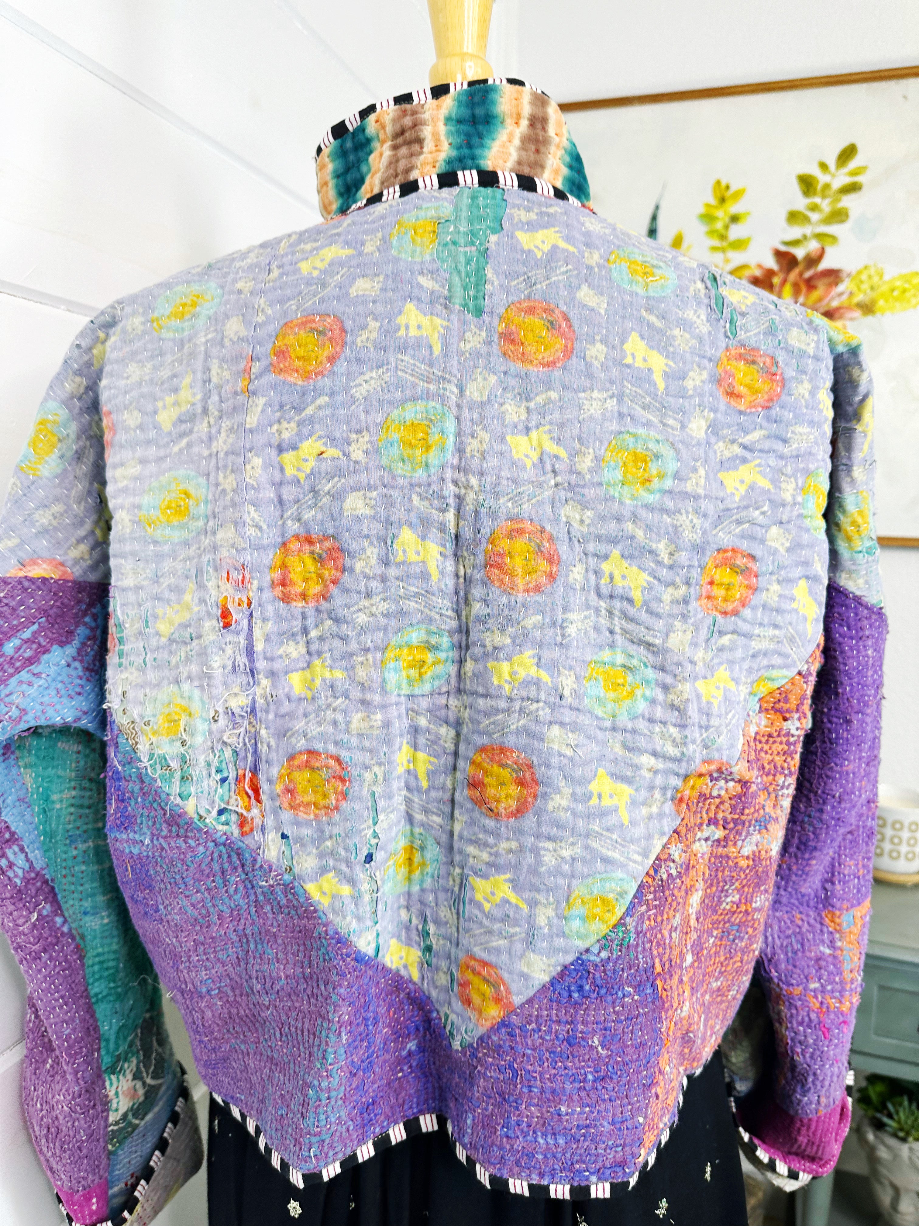 Kantha Quilted Bomber Jacket | Blanket Coat | Patchwork Coat