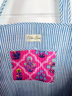 Pink Wildflowers Printed Quilted Cotton Reversible Large Tote Bag