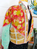 Boho Patchwork Kantha Jacket – Handmade Quilted & Reversible Blanket Coat