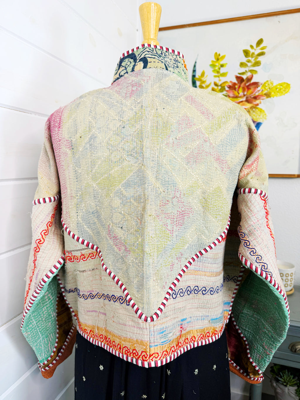 Boho Patchwork Kantha Jacket – Handmade Quilted & Reversible Blanket Coat