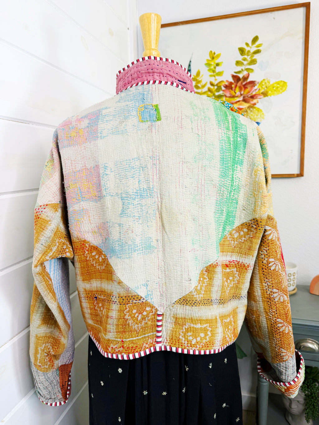 Boho Patchwork Kantha Jacket – Handmade Quilted & Reversible Blanket Coat