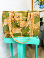 Quilted Weekender Duffle Overnight Bag - Sandstone Celestial Tiger