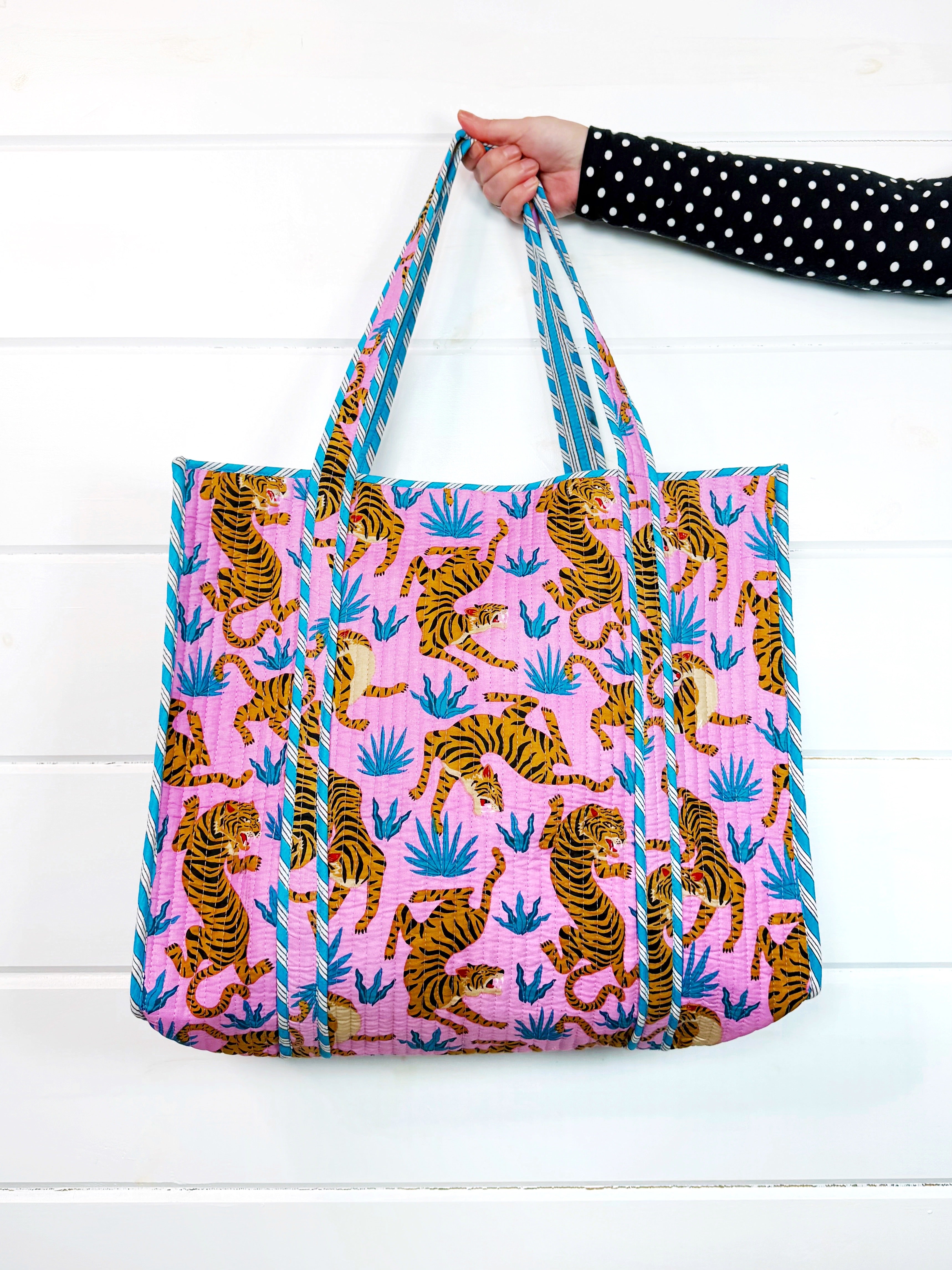 Large Quilted Travel Tote Bag