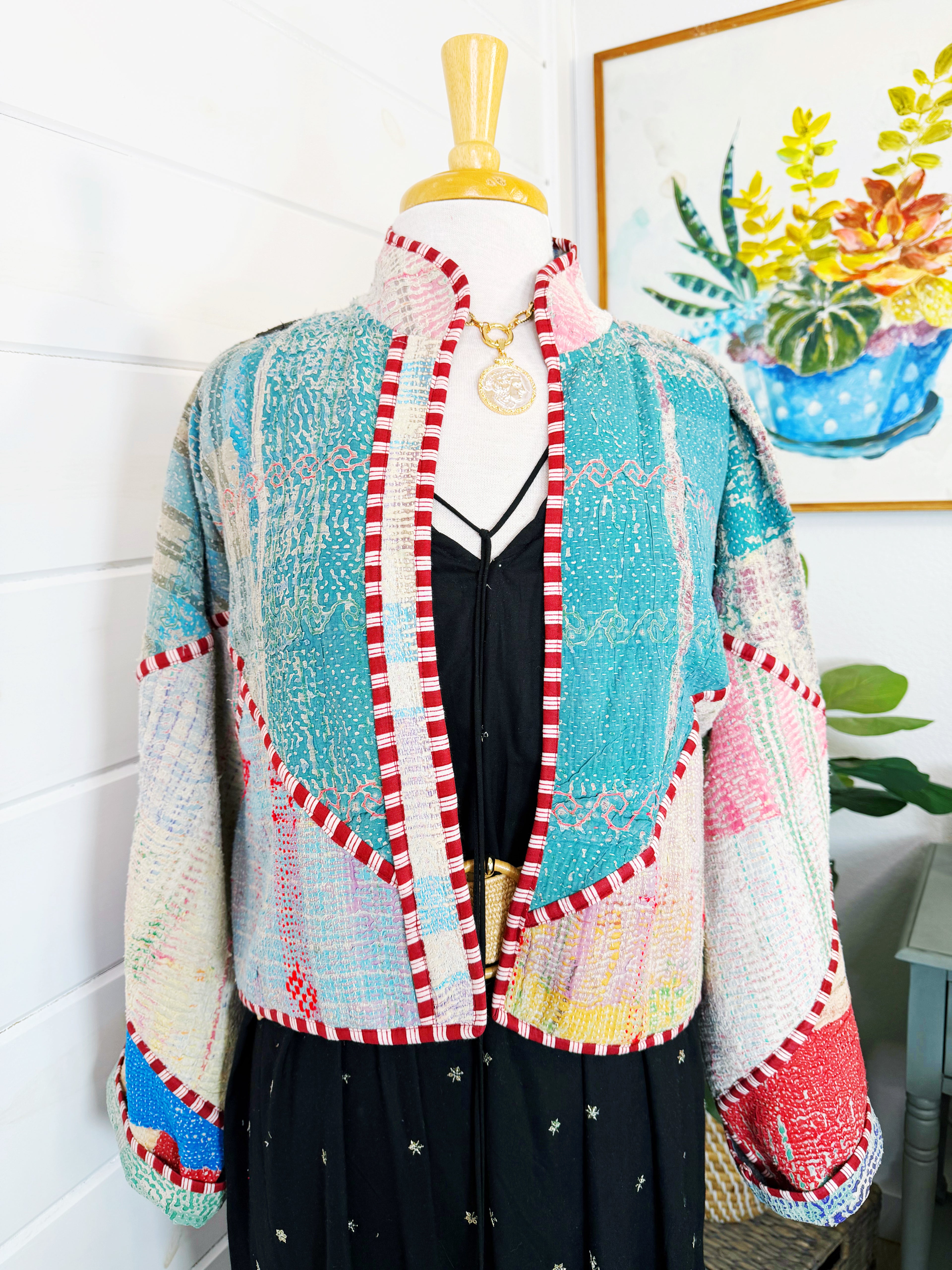 Patchwork Kantha Jacket – Quilted Reversible Blanket Coat