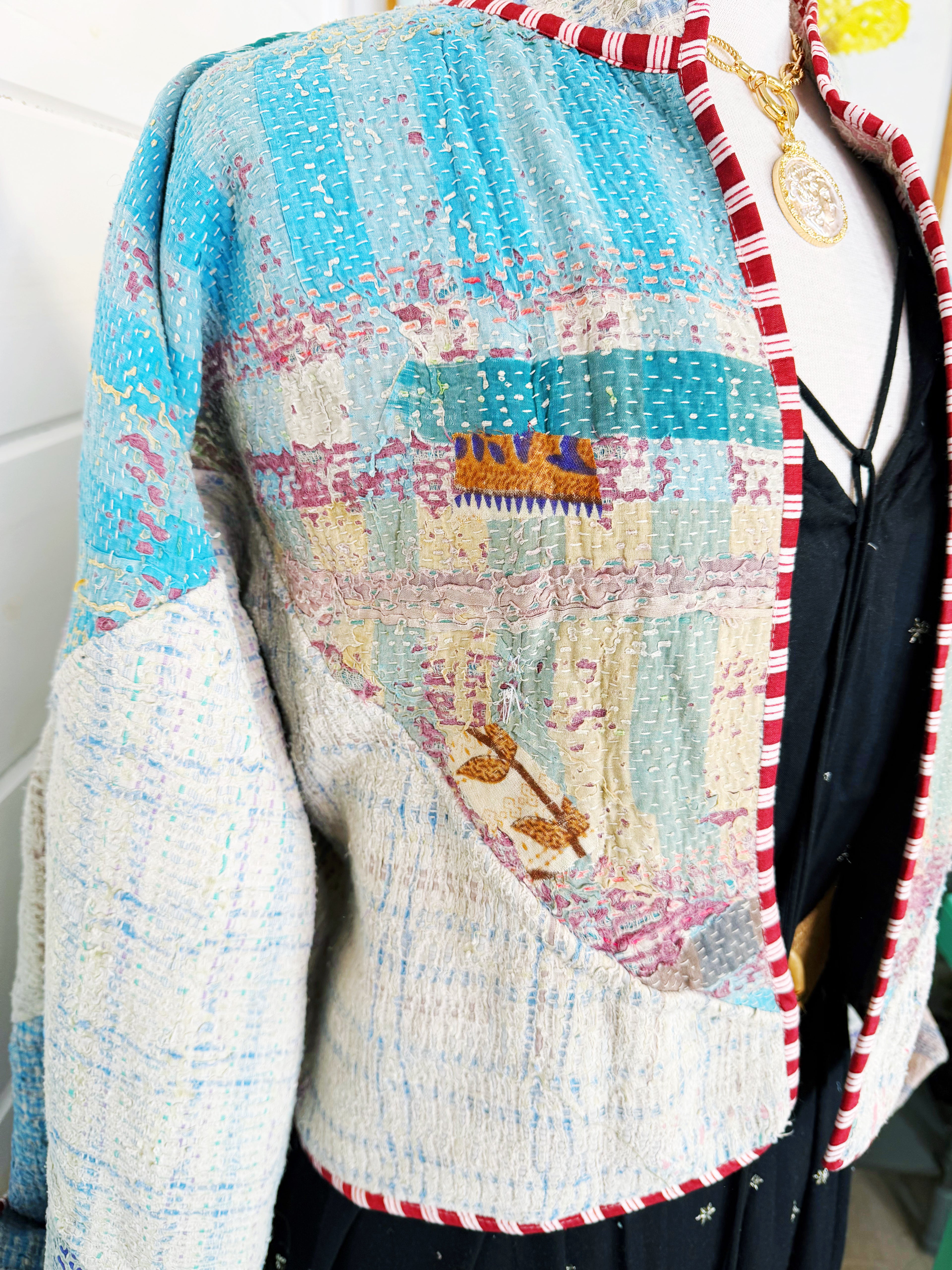 Patchwork Kantha Jacket – Quilted Reversible Blanket Coat