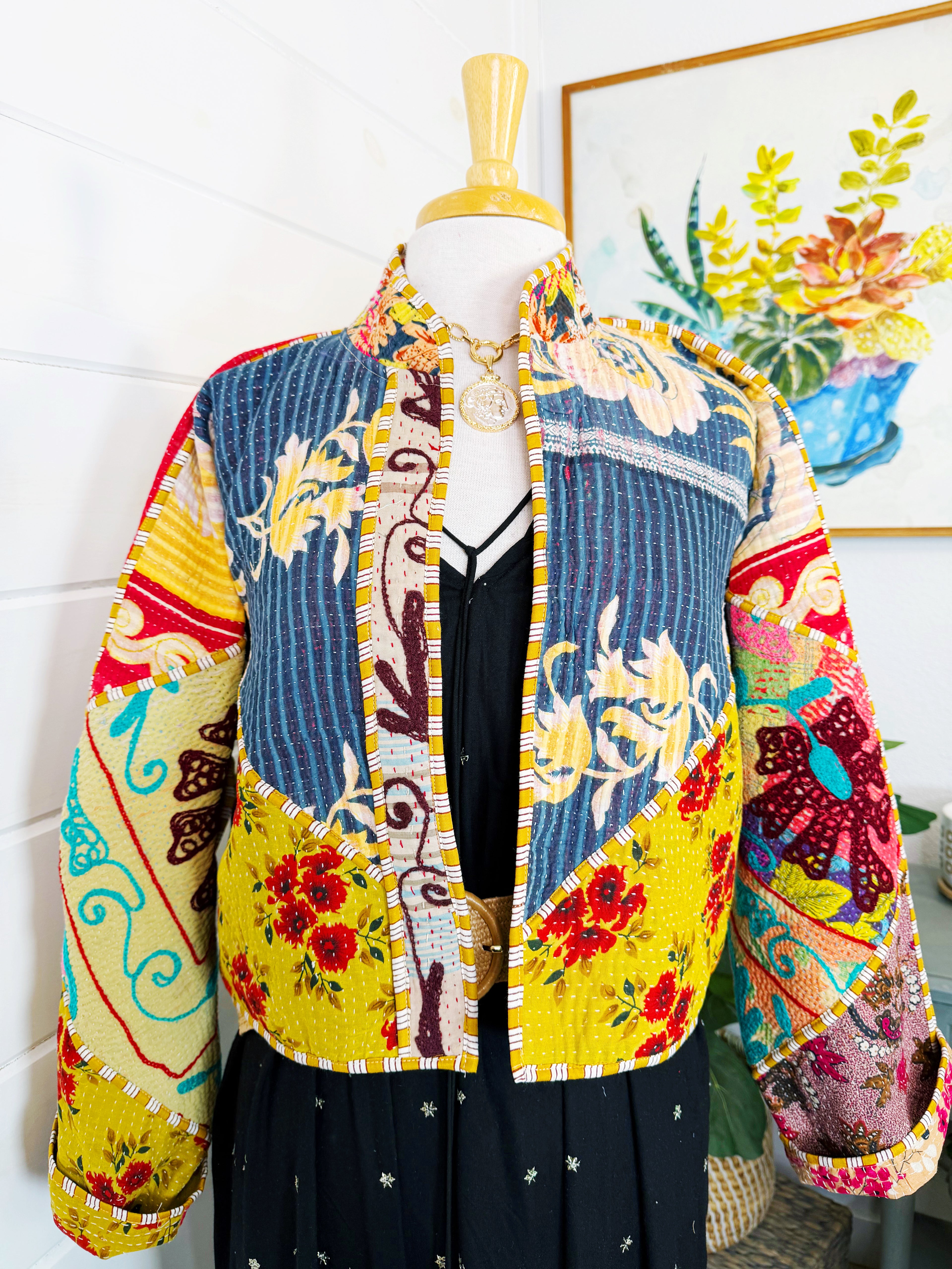 Patchwork Kantha Jacket – Quilted Reversible Blanket Coat