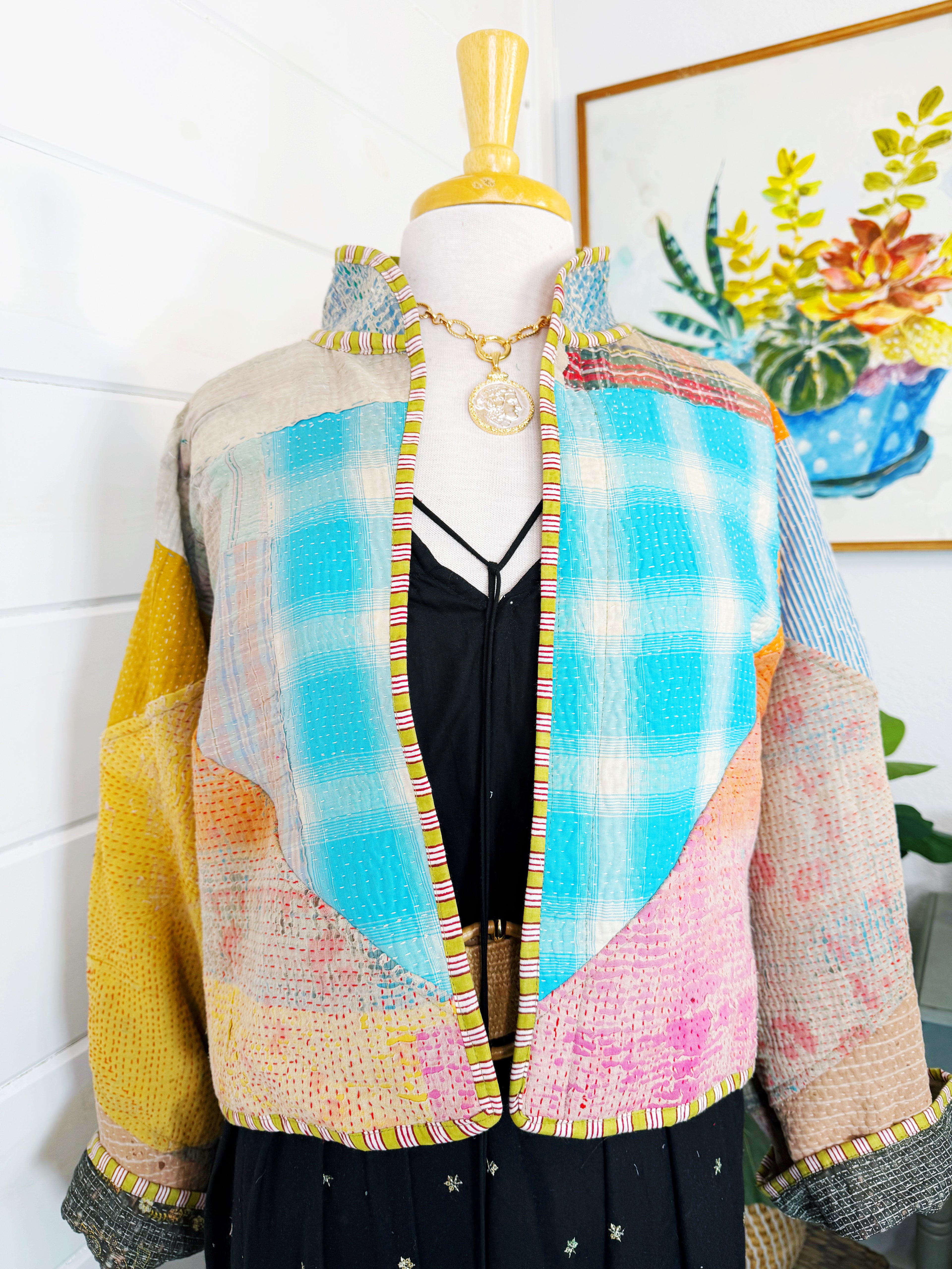 Patchwork Kantha Jacket – Quilted Reversible Blanket Coat