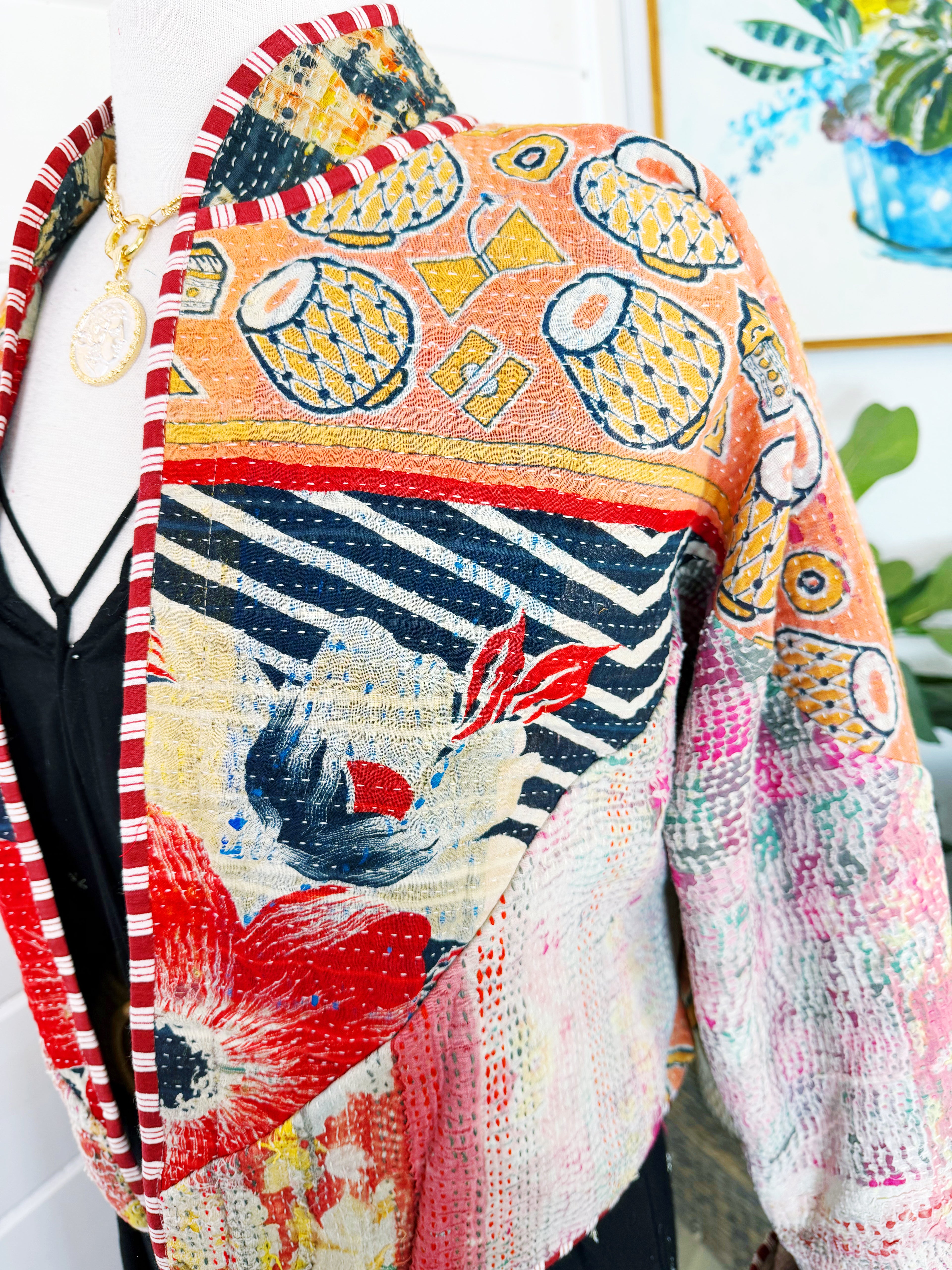 Patchwork Kantha Jacket – Quilted Reversible Blanket Coat