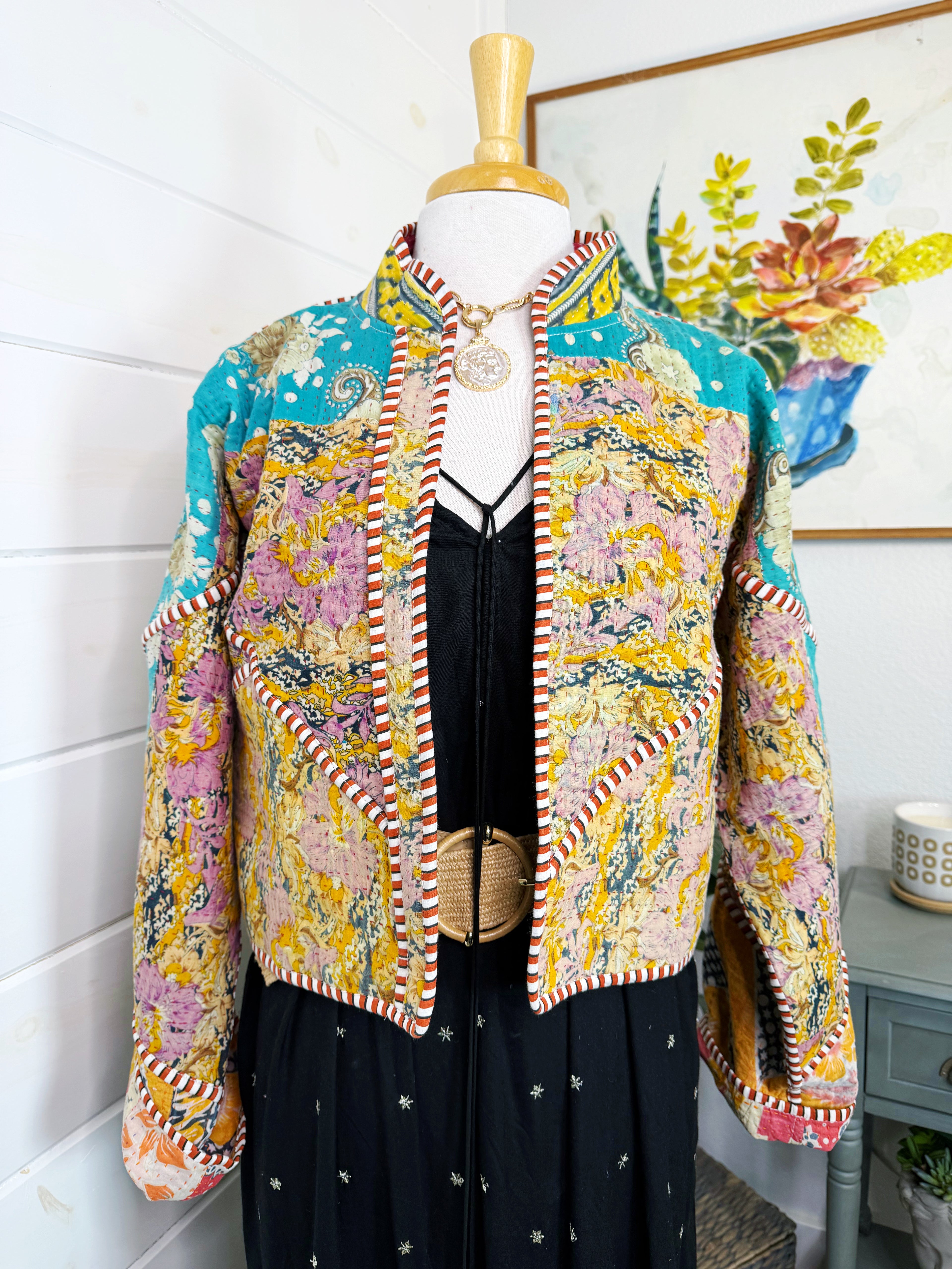 Patchwork Kantha Jacket – Handmade Quilted & Reversible Blanket Coat