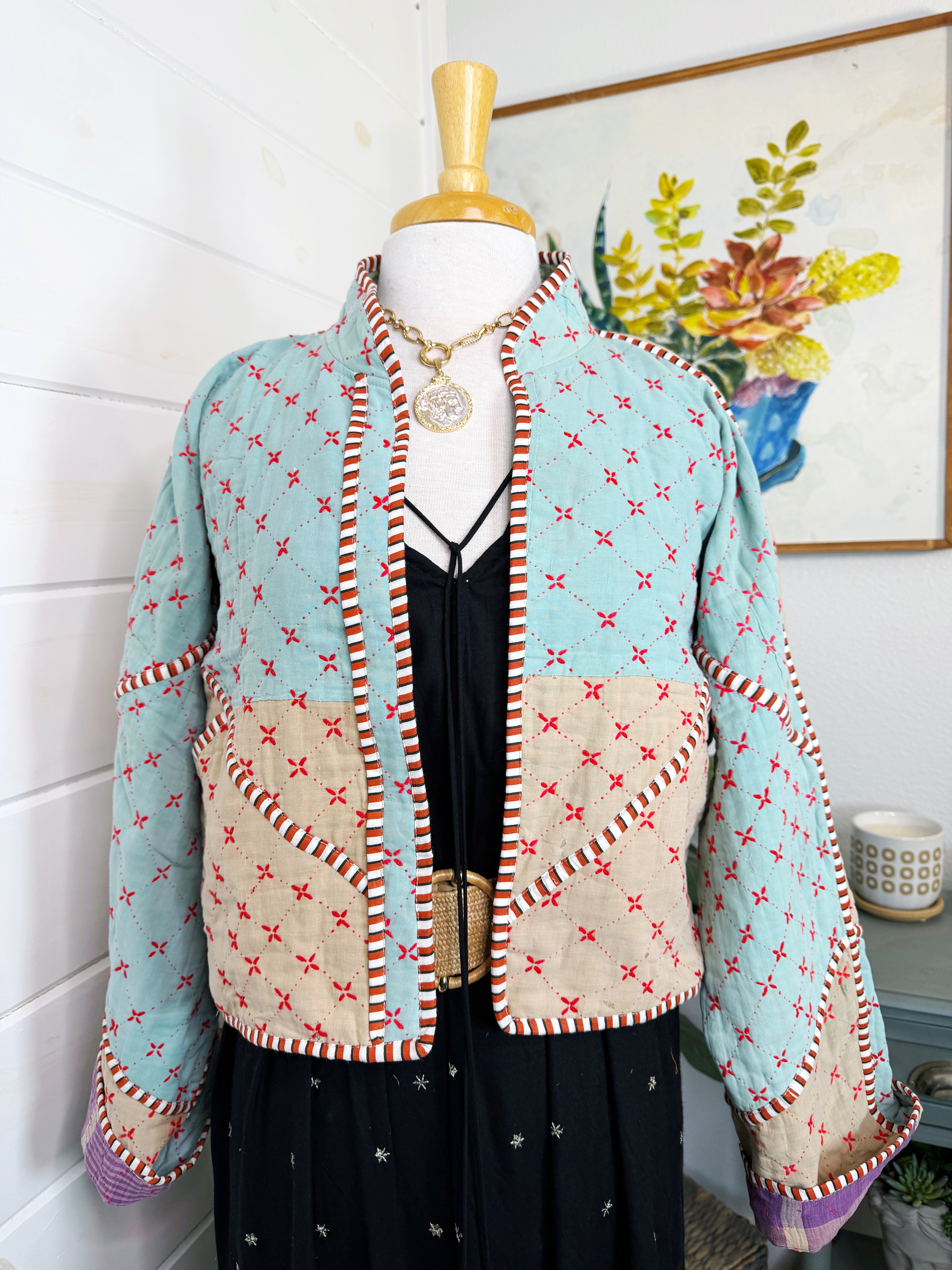 Patchwork Kantha Jacket – Handmade Quilted & Reversible Blanket Coat
