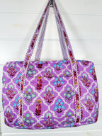 Purple Wildflower Print Quilted Weekender Overnight Bag