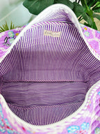 Purple Wildflower Print Quilted Weekender Overnight Bag