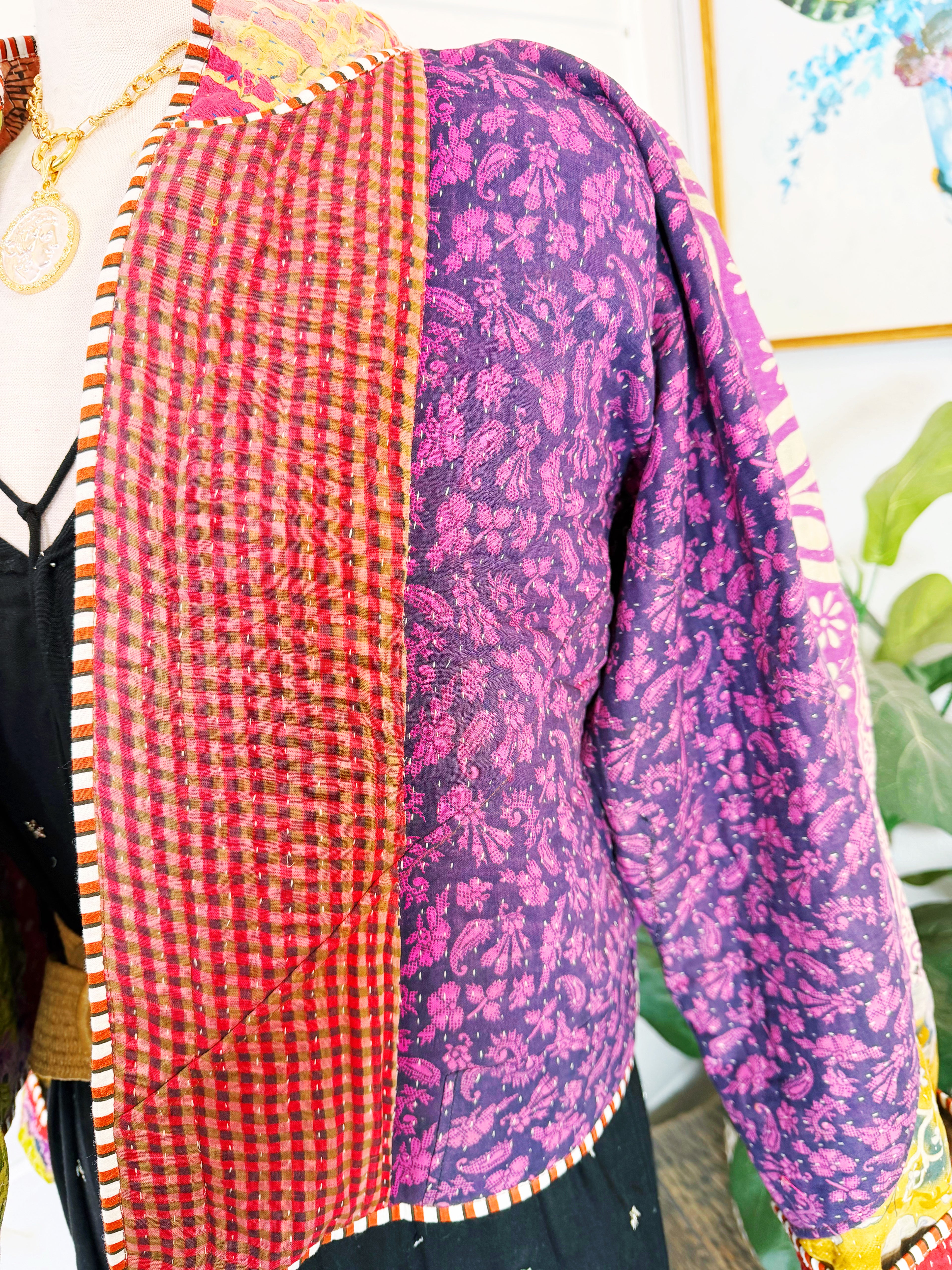 Patchwork Kantha Jacket – Quilted Reversible Blanket Coat