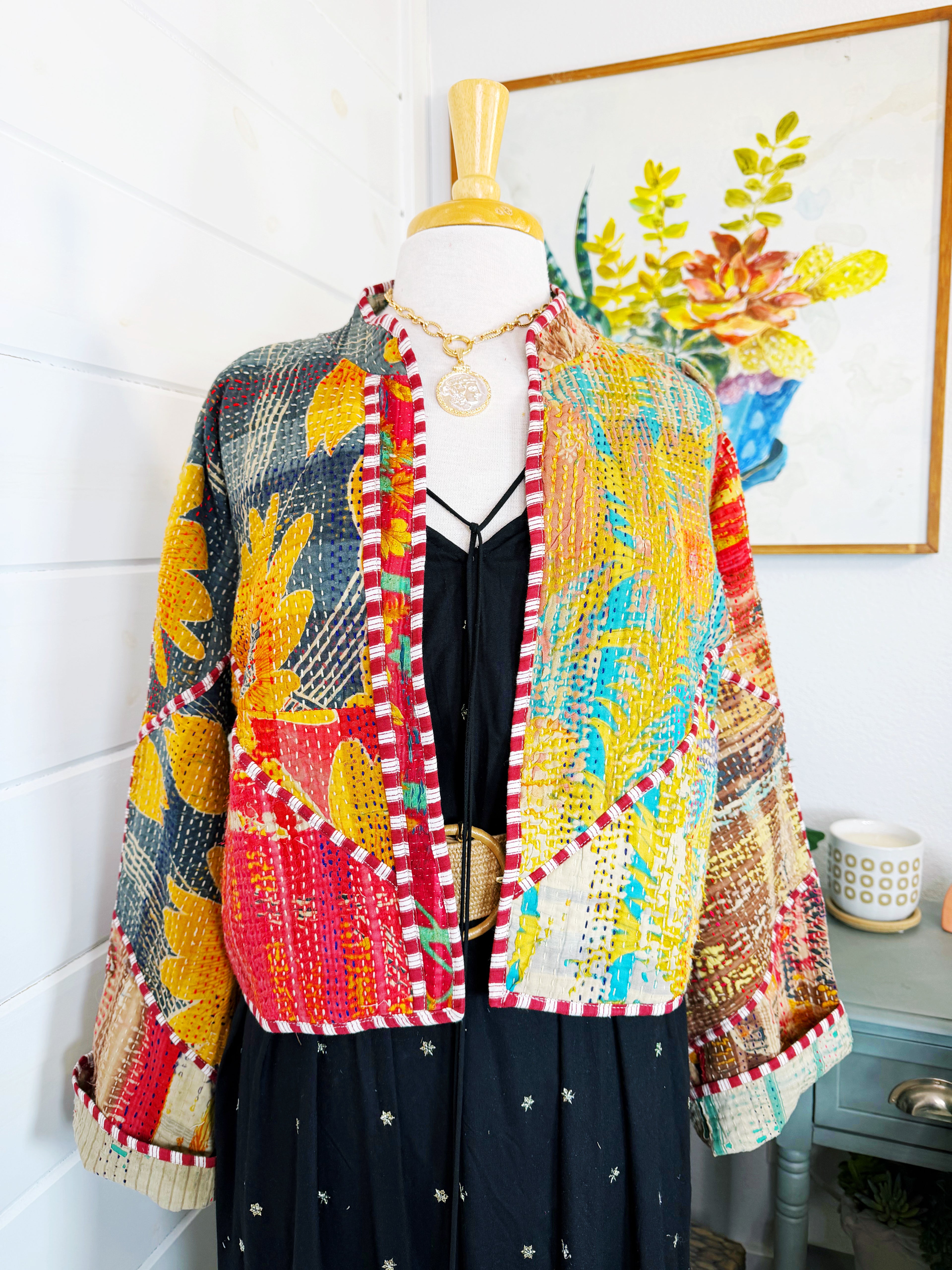 Patchwork Kantha Jacket – Quilted Reversible Blanket Coat