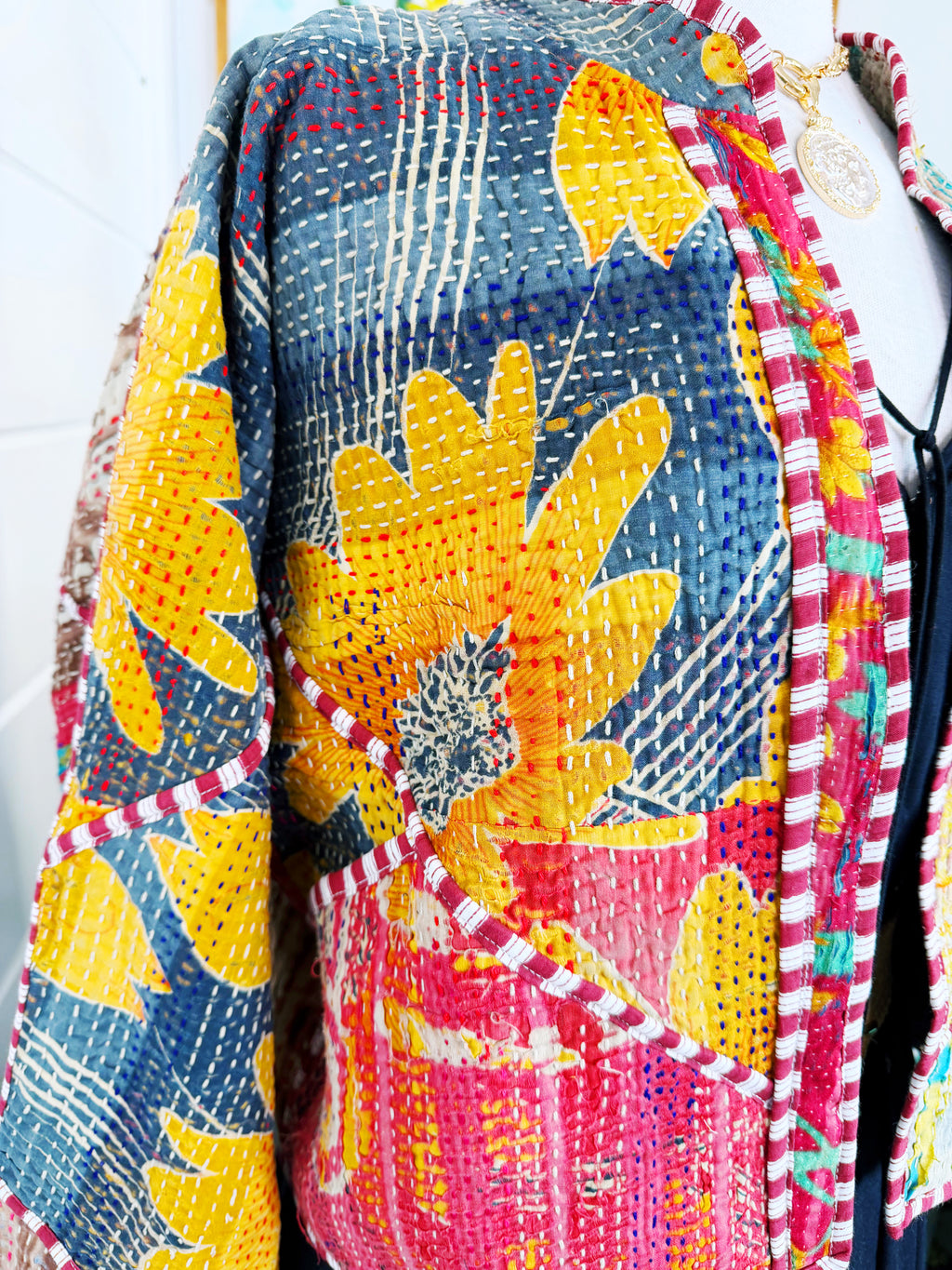 Patchwork Kantha Jacket – Quilted Reversible Blanket Coat