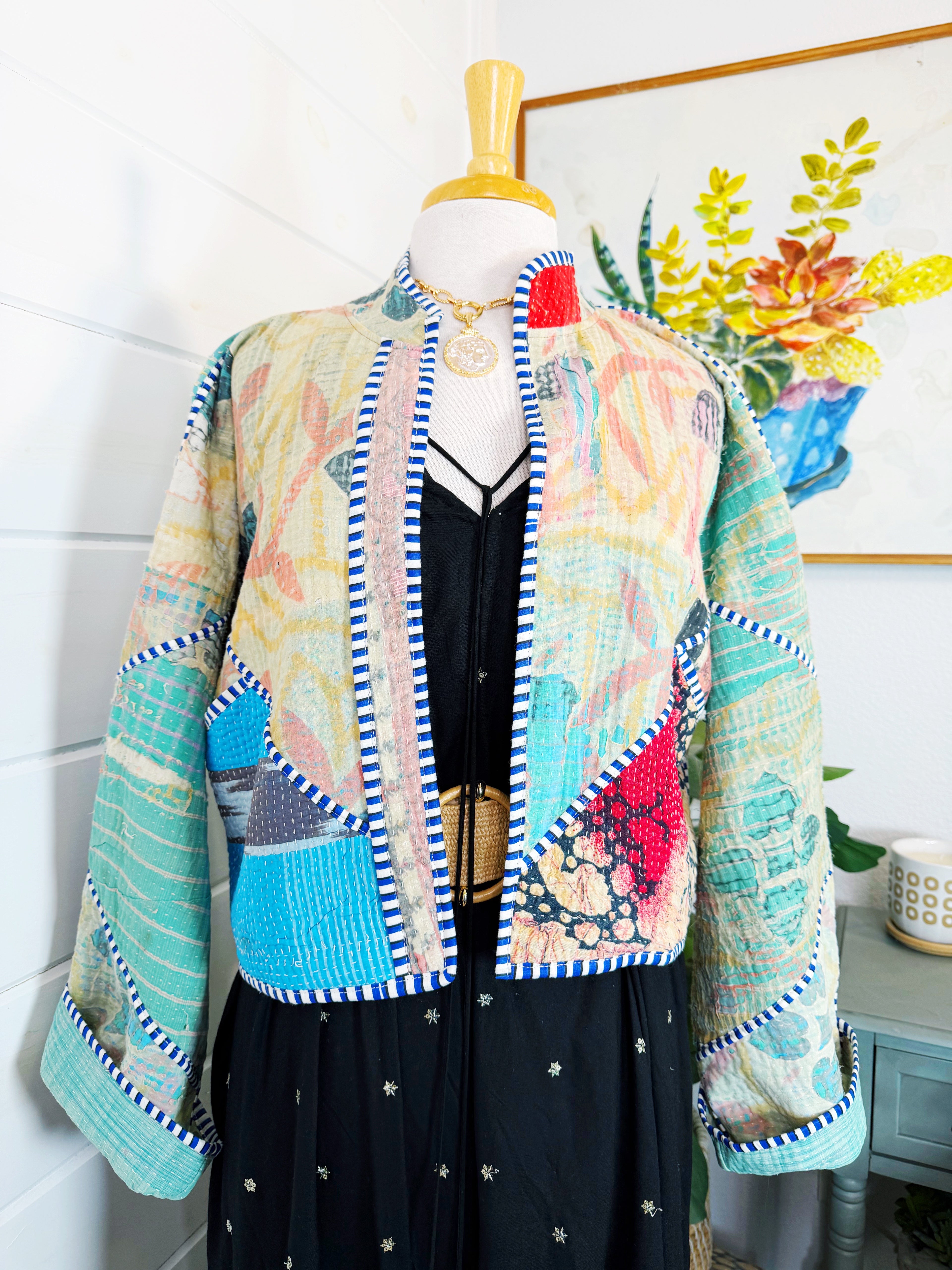Patchwork Kantha Jacket – Quilted Reversible Blanket Coat