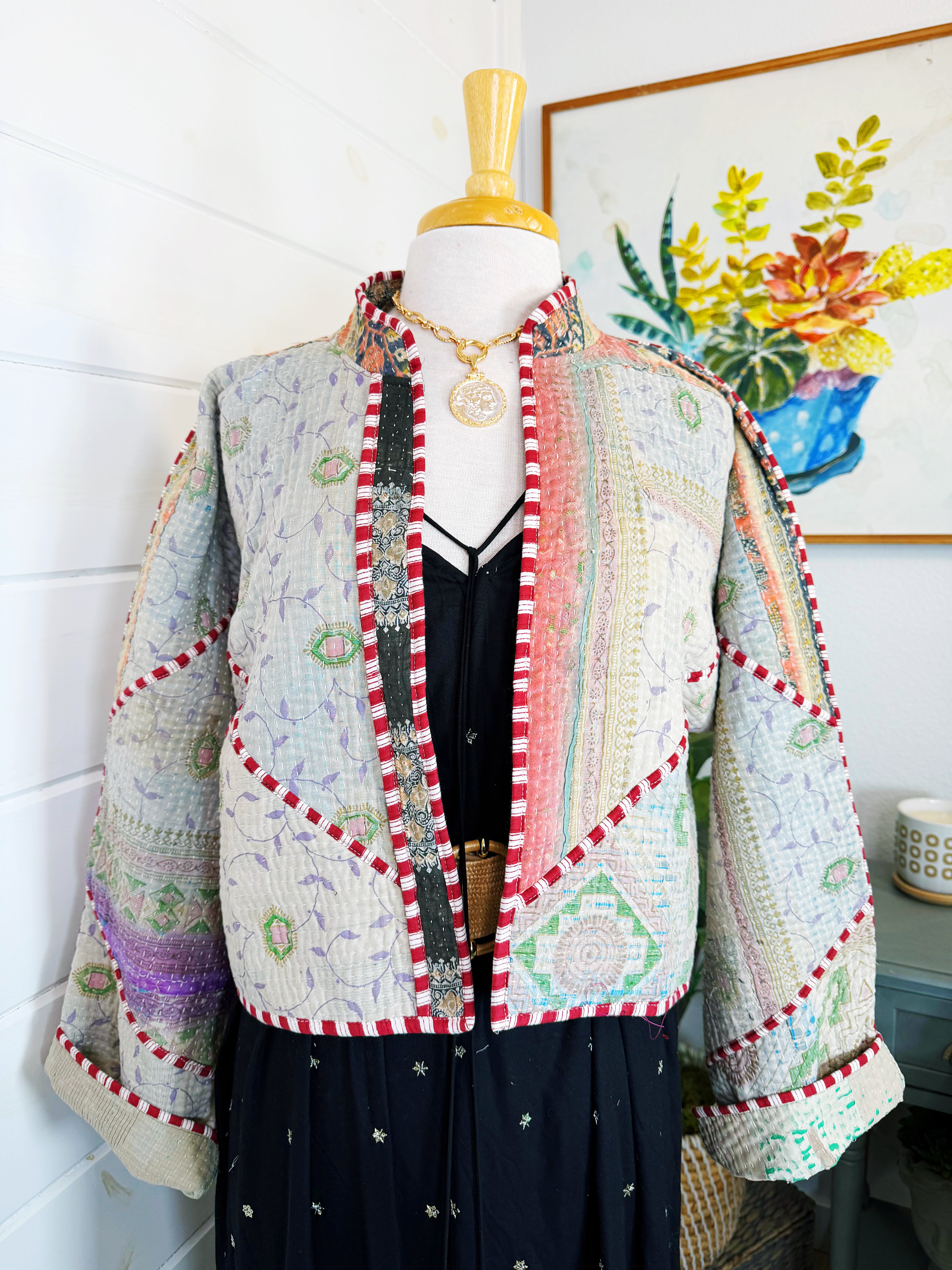 Patchwork Kantha Jacket – Quilted Reversible Blanket Coat