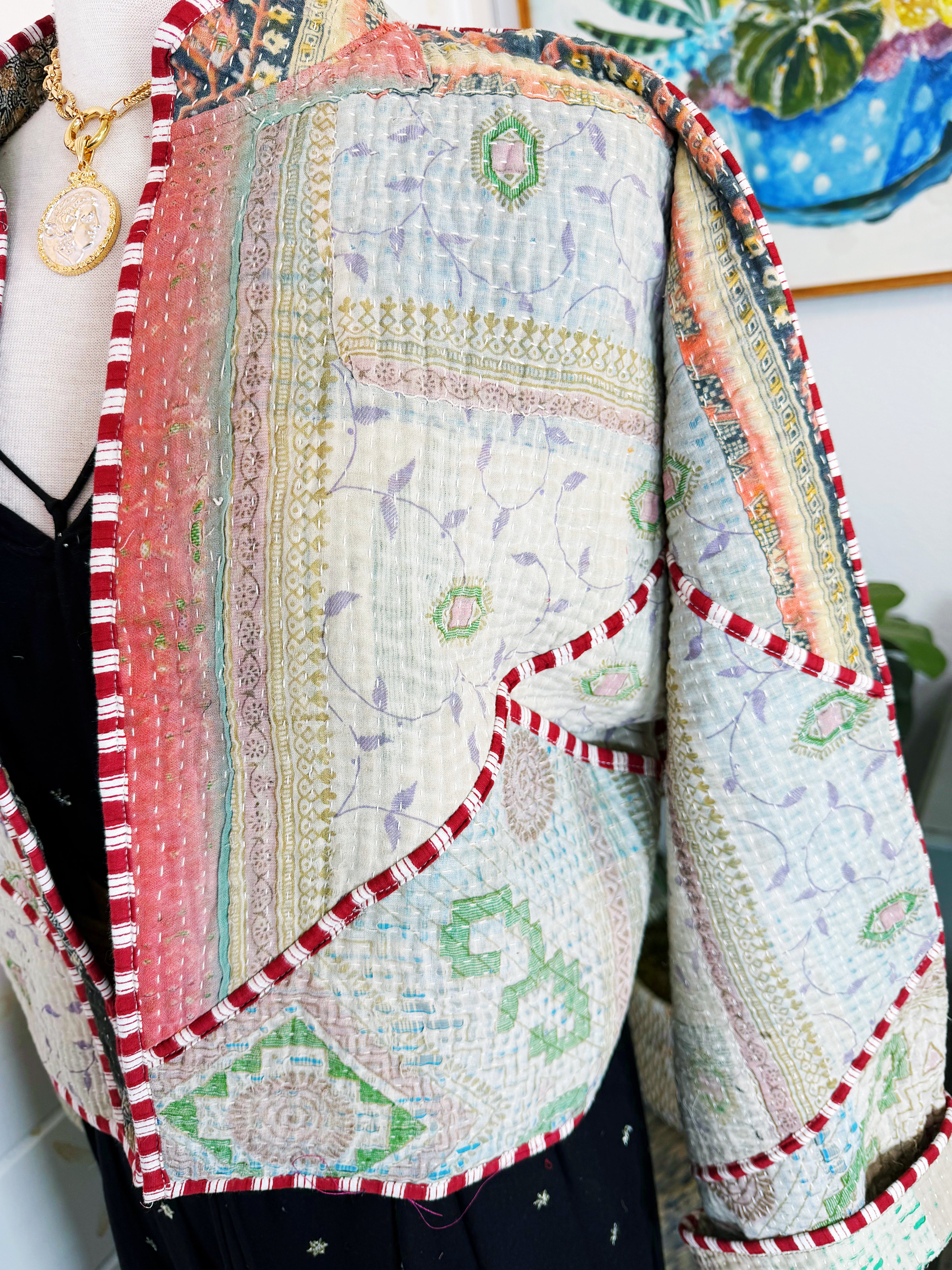 Patchwork Kantha Jacket – Quilted Reversible Blanket Coat