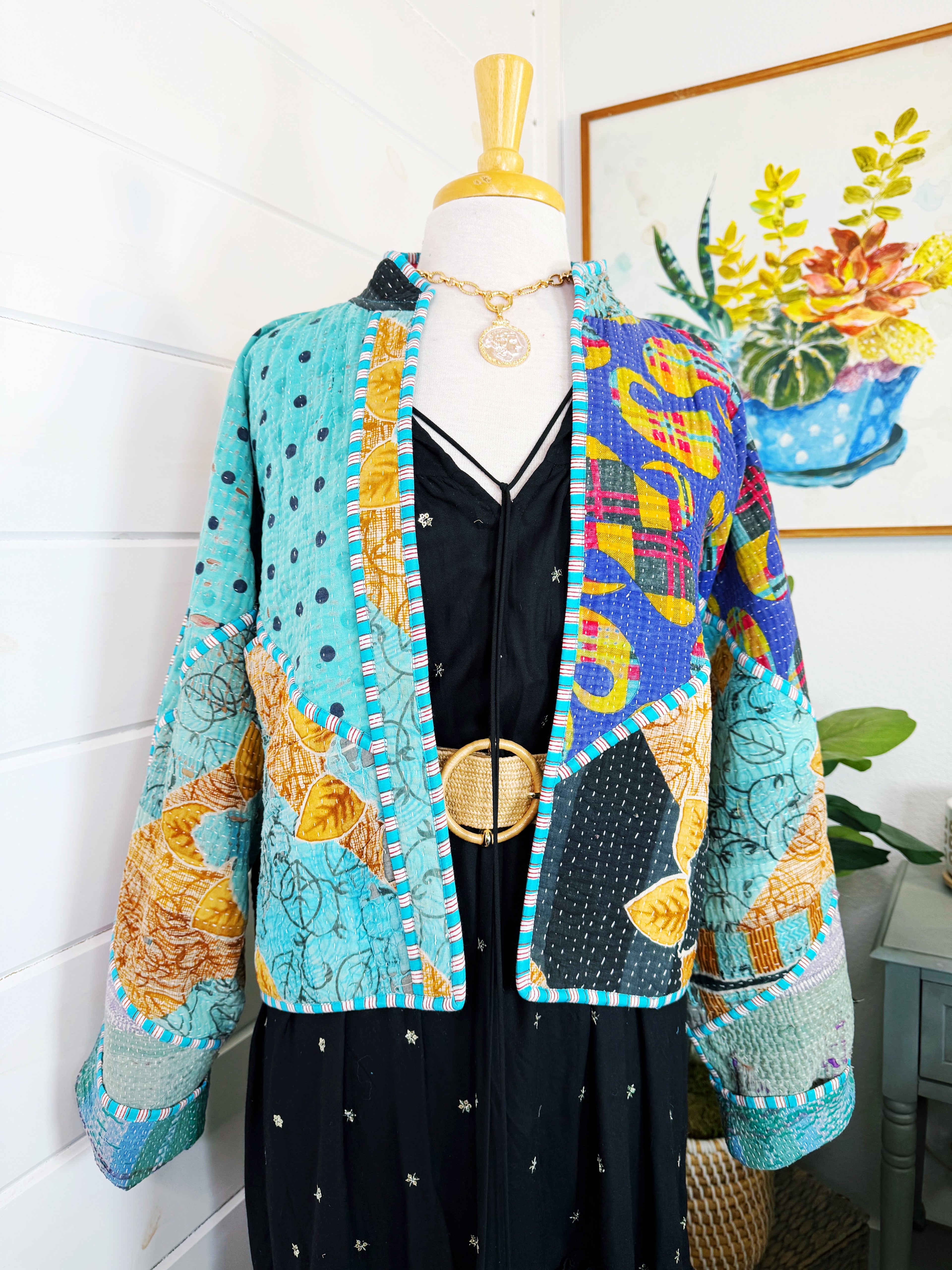 Patchwork Kantha Jacket – Quilted Reversible Blanket Coat