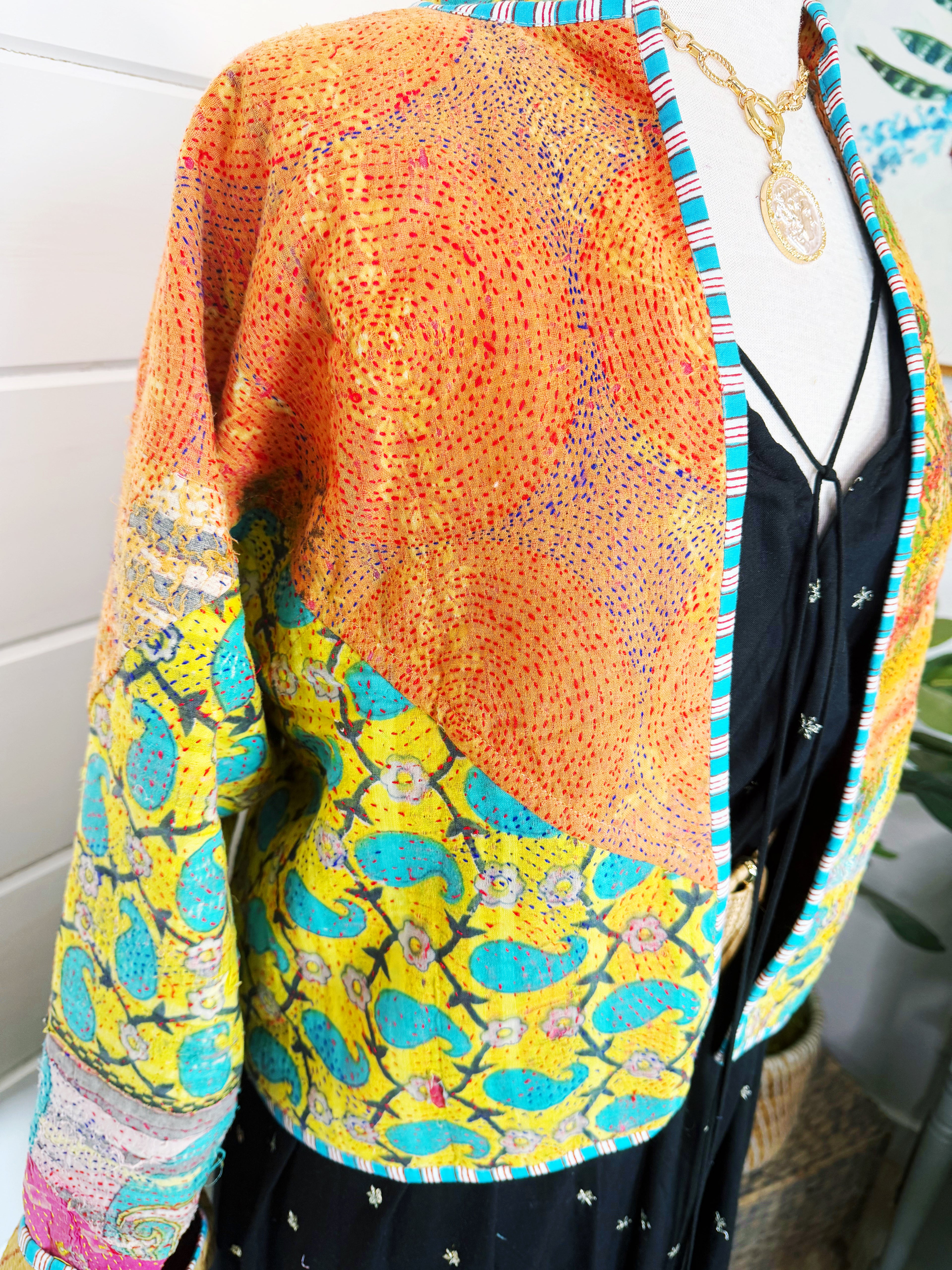 Patchwork Kantha Jacket – Quilted Reversible Blanket Coat