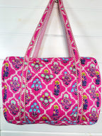 Pink Wildflowers Printed  Quilted Weekender Overnight Bag