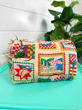 Quilted Makeup Cosmetics Toiletry Bag - Vacation Stamps