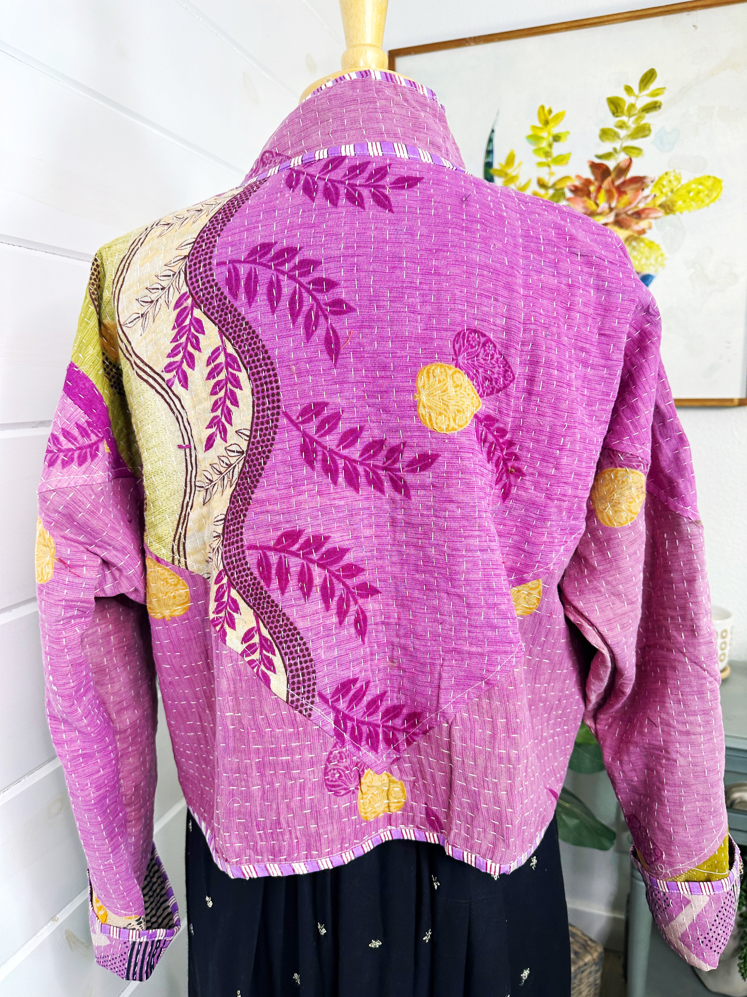 Boho Patchwork Kantha Jacket – Handmade Quilted & Reversible Blanket Coat