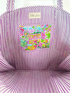 Purple Tropical Southern Town Print Quilted Cotton Reversible Large Tote Bag