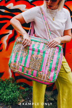 Quilted Weekender Duffle Overnight Bag - Golden Paradise