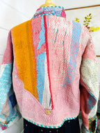 Boho Patchwork Kantha Jacket – Handmade Quilted & Reversible Blanket Coat
