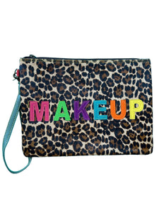 Makeup Word Leather Cosmetics Bag Wristlet