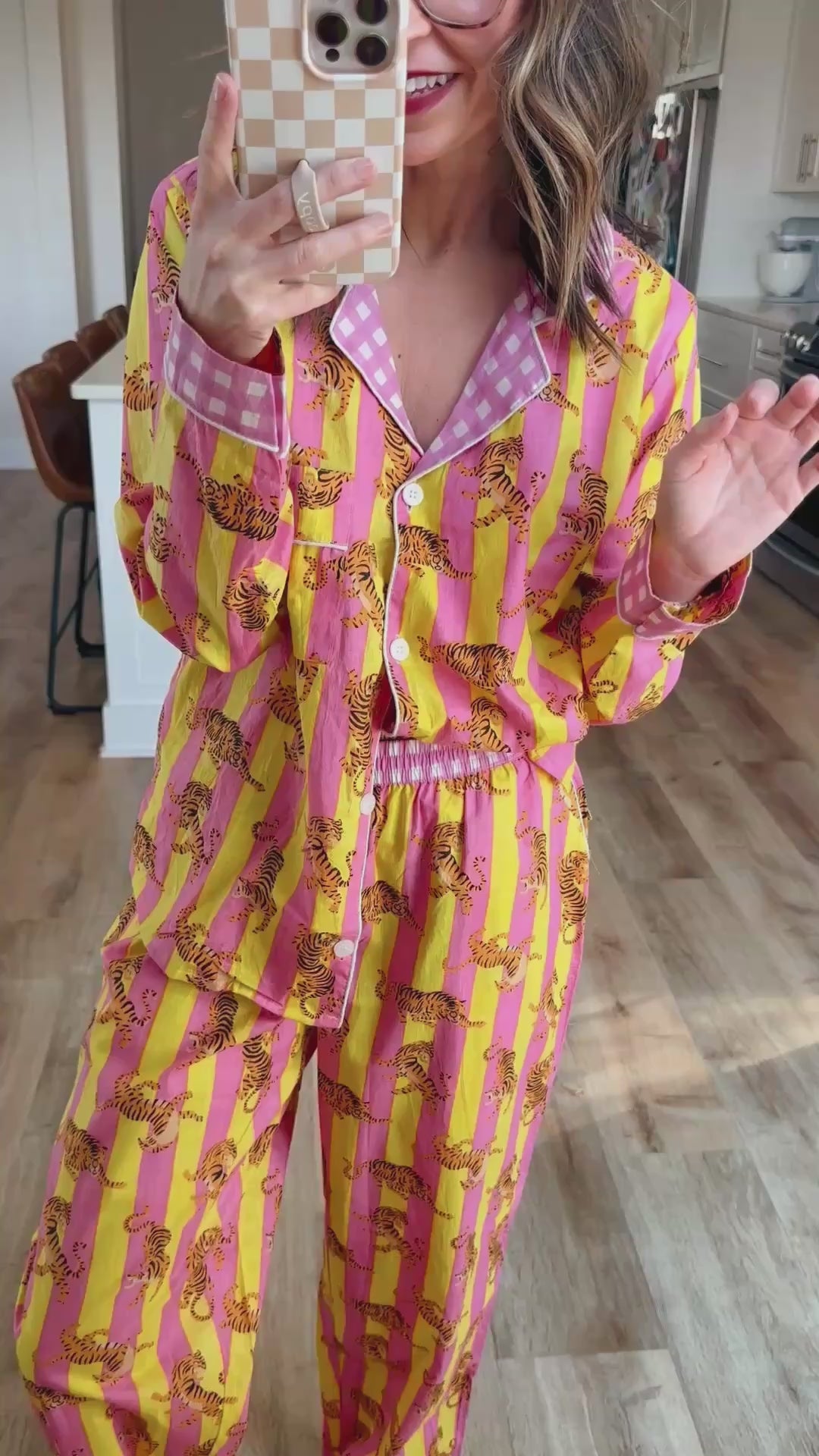 Women's Cotton Pajama Set - Lemonade Tiger Print