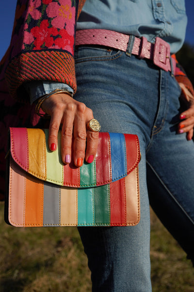 Wholesale Flora Rainbow Leather Crossbody - Pack of 3