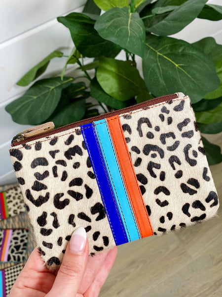 Wholesale Leather Hair on Hide Striped Pouch - Pack of 3