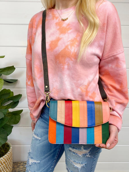 Wholesale Flora Rainbow Leather Crossbody - Pack of 3