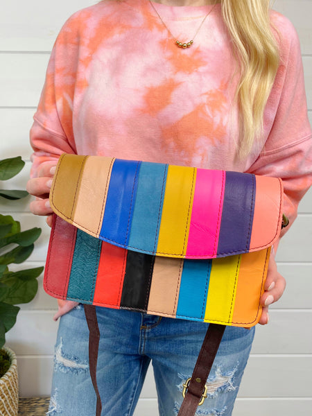 Wholesale Flora Rainbow Leather Crossbody - Pack of 3
