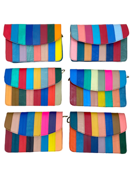 Wholesale Flora Rainbow Leather Crossbody - Pack of 3