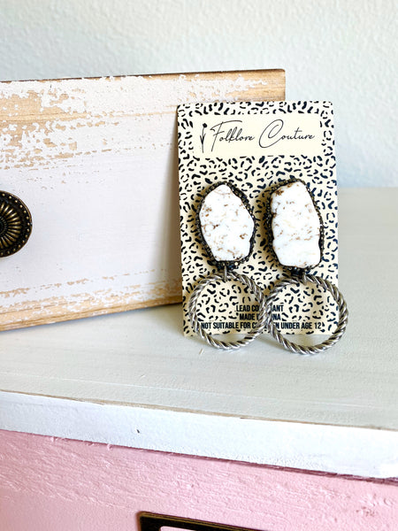 Wholesale Natural Stone and Silver Hoop Earrings - Pack of 3