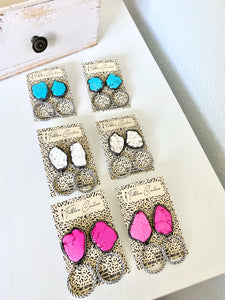 Wholesale Natural Stone and Silver Hoop Earrings - Pack of 3