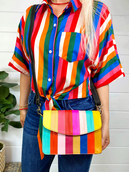 Wholesale Flora Rainbow Leather Crossbody - Pack of 3