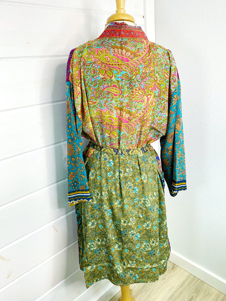 Wholesale Patchwork Silk Kimono Robe - Short Length - Pack of 6