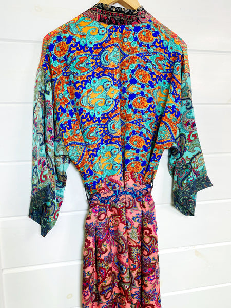 Wholesale Patchwork Silk Kimono Robe - Full Length - Pack of 6
